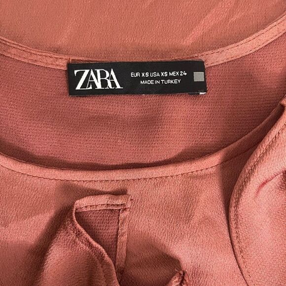 ZARA Maroon Long Sleeve Dress Size XS - Picture 5 of 5